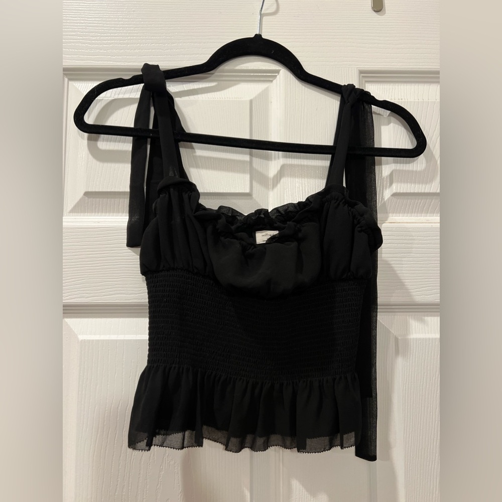 Aritzia Wilfred Black Tie Strap Top XS